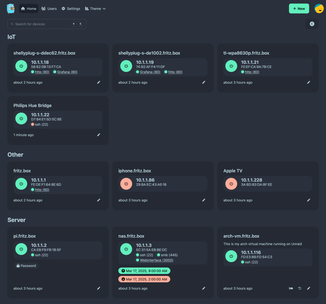 UpSnap 设备管理仪表盘