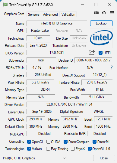 GPU-Z显卡详细信息截图