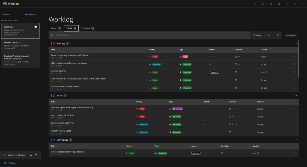 Worklog 表格视图
