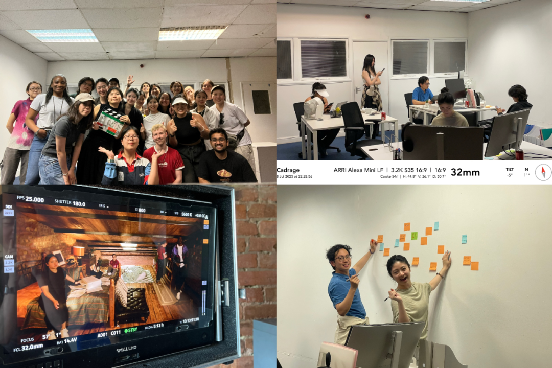 团队拍摄概念片时的合影与工作场景