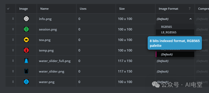 设置图像格式为L8_RGB565
