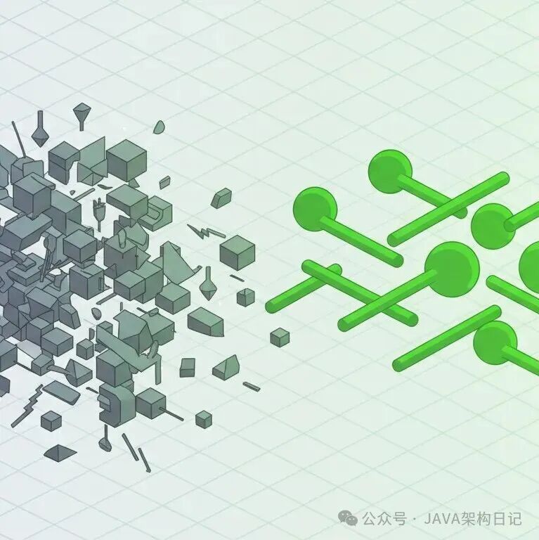 从混乱到有序的架构演变示意图