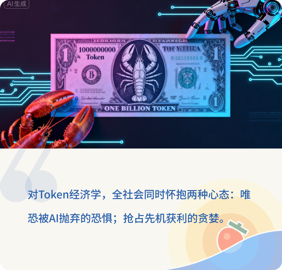 AI时代Token经济概念图：仿美元Token钞票与龙虾、机械臂