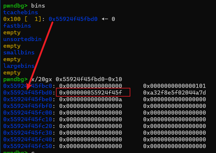 free 第一个 chunk 后的内存
