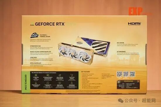 微星RTX 5070圣光OC包装盒背面展示