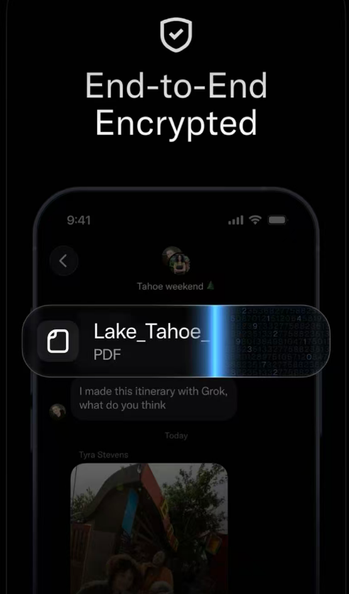 XChat端到端加密功能演示图