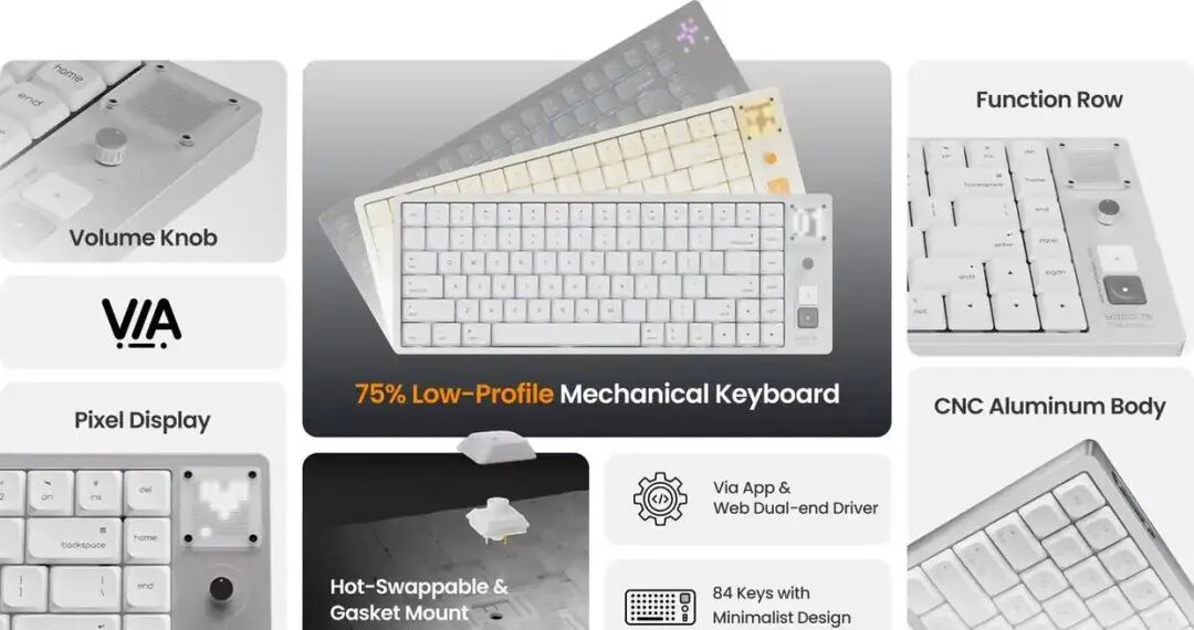 75%矮轴键盘多角度功能特性图