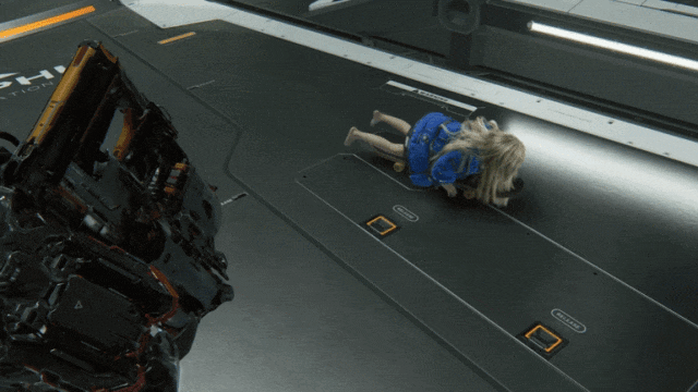 戴安娜在基地地板上爬行的动态图