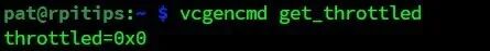 终端执行vcgencmd get_throttled显示throttled=0x0
