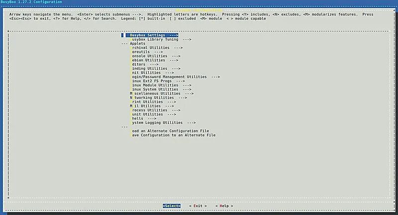 BusyBox make menuconfig 配置界面
