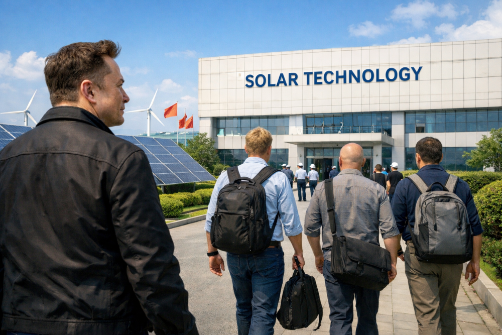 马斯克团队访问光伏企业概念图