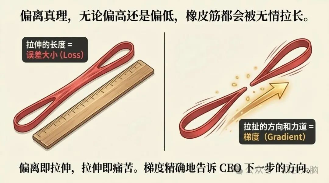 误差与梯度的物理意义：拉伸的长度与拉扯的力道
