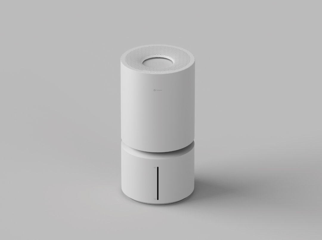 无雾纯加湿器白色圆柱形外观