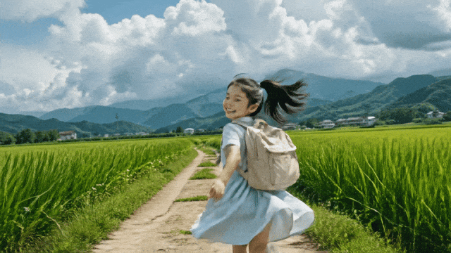 原始视频小女孩奔跑画面