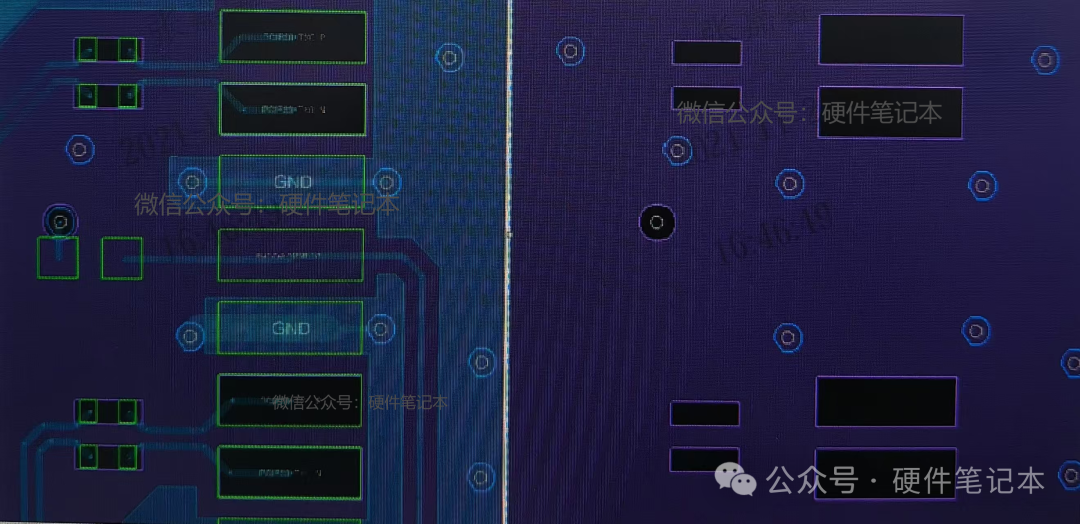 PCIe插槽与AC电容焊盘下方的参考层挖空示意图