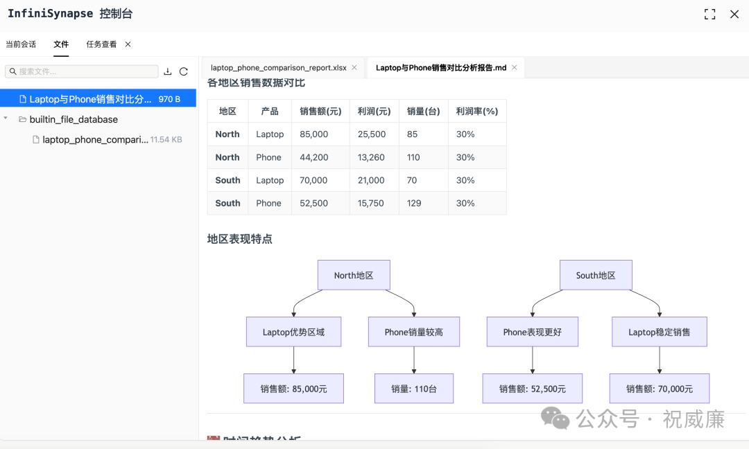分析报告中的详细数据表格与地区流程图