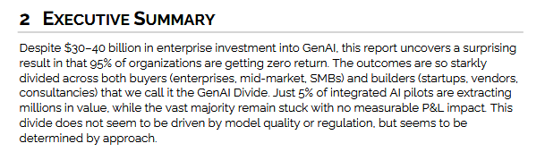 MIT报告指出95%企业AI投资无回报