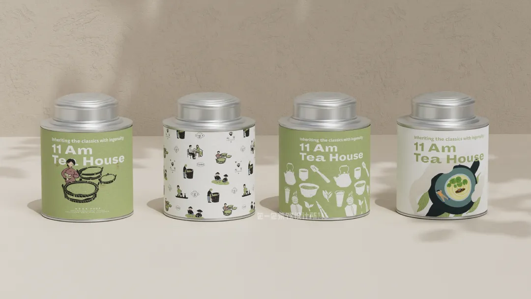 十一礼茶四款不同插画茶罐