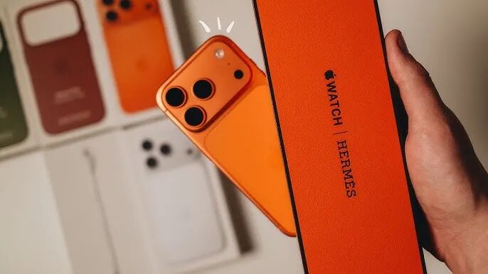 橙色iPhone与Apple Watch Hermès包装盒