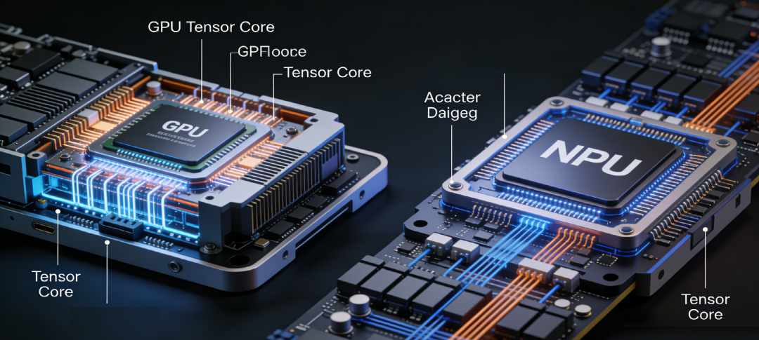 GPU与NPU芯片核心对比示意图