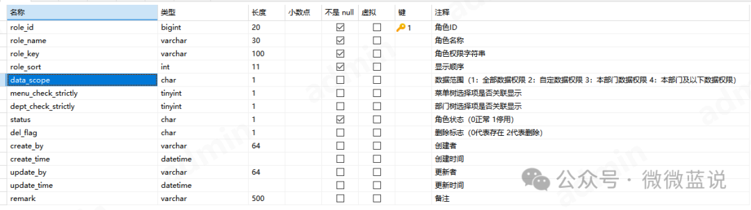 角色数据权限字段
