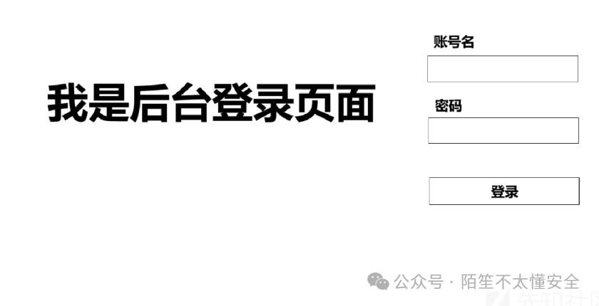 后台登录页面示意图,含账号密码输入框