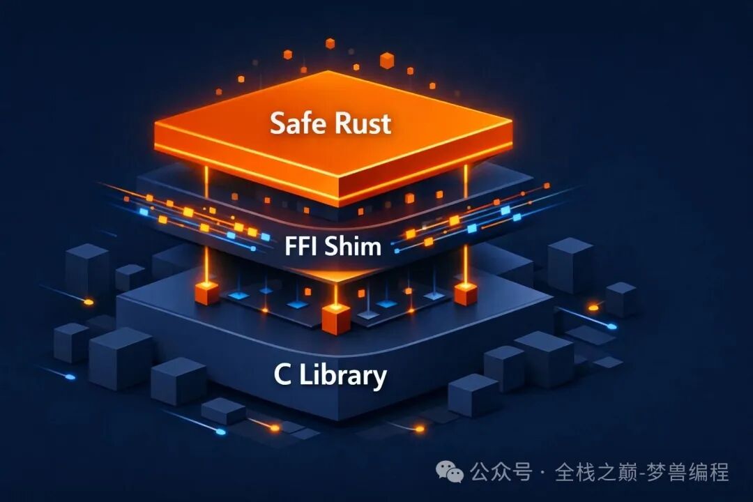 Rust FFI 三明治模式架构示意图