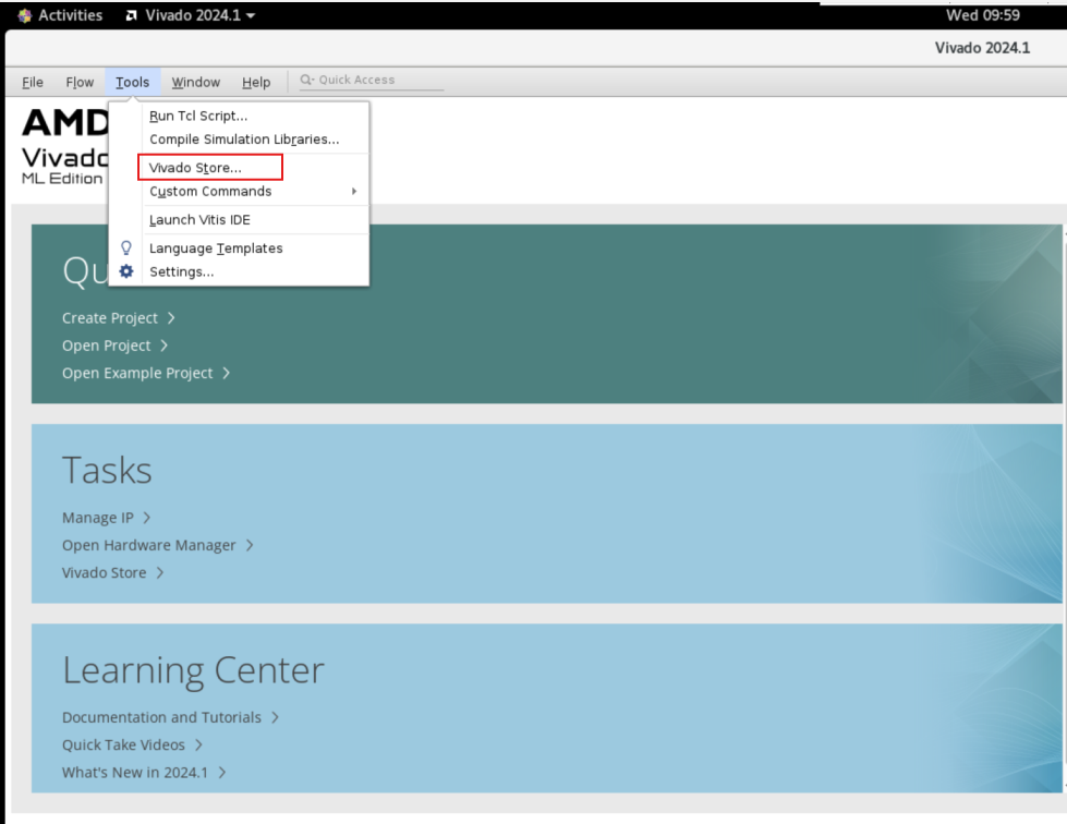 Vivado 2024.1 工具菜单界面