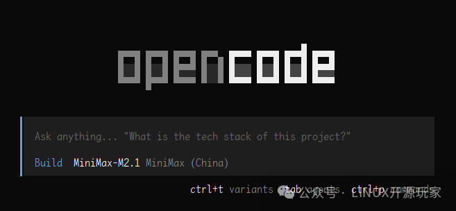 OpenCode CLI 启动界面