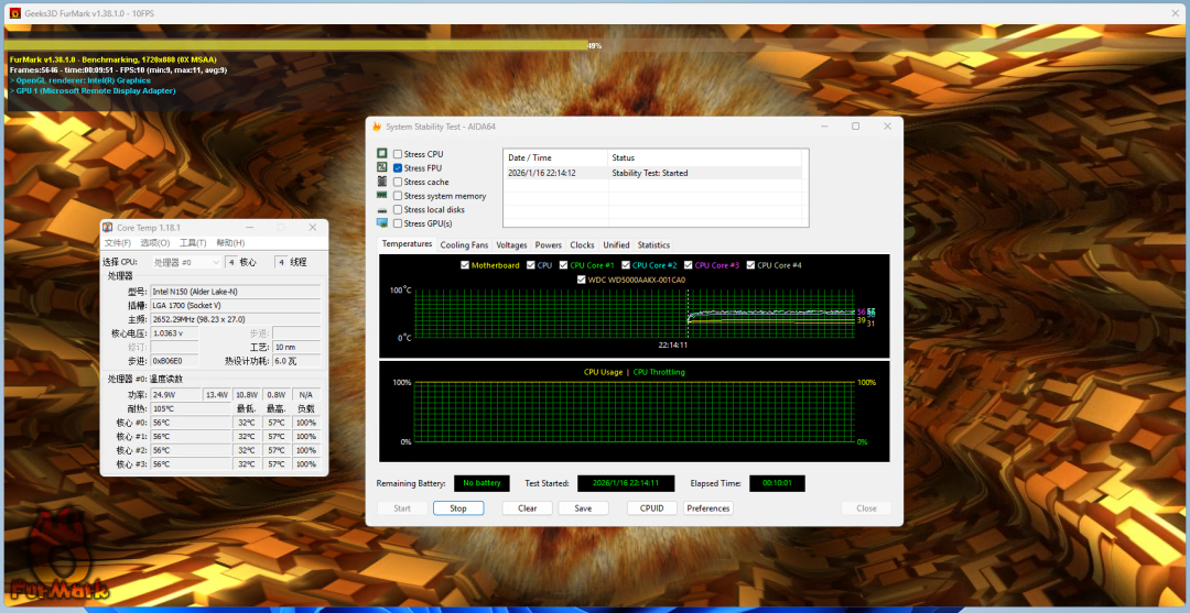 CoreTemp和稳定性测试软件界面