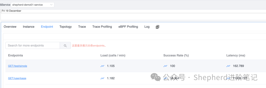 服务端点监控列表