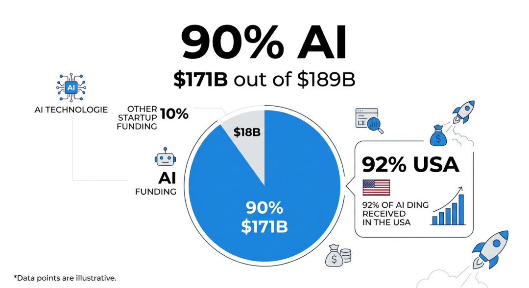 AI融资占90%,美国市场占92%