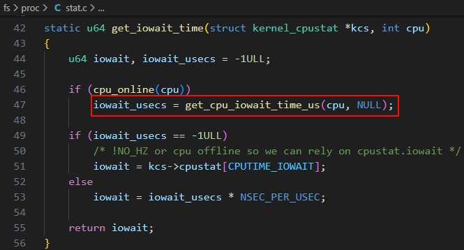 get_iowait_time 函数实现