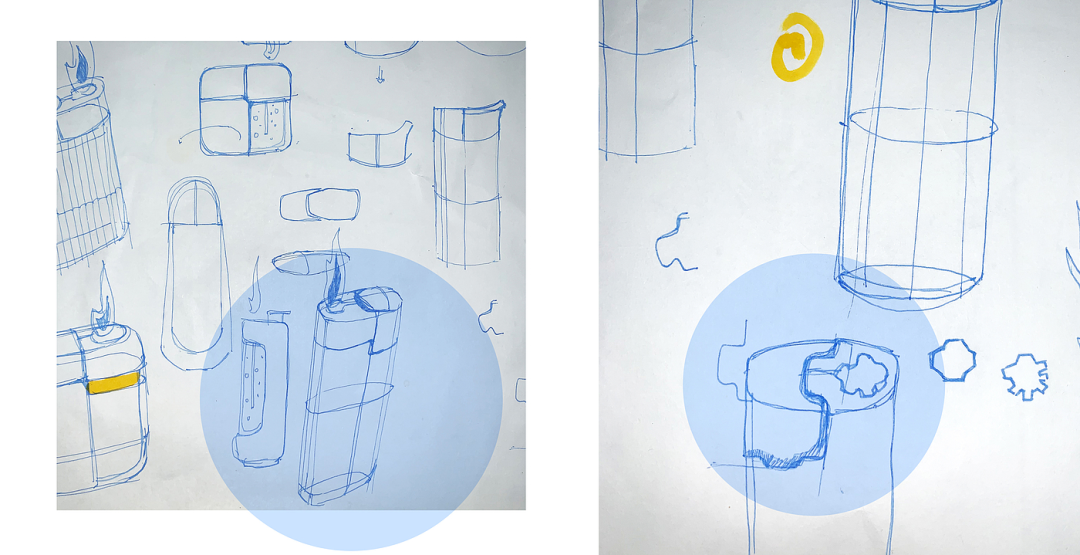 打火机多角度设计手绘图