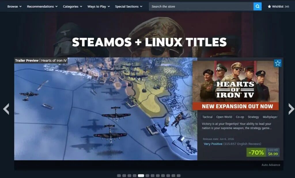 Steam商店的Linux游戏支持