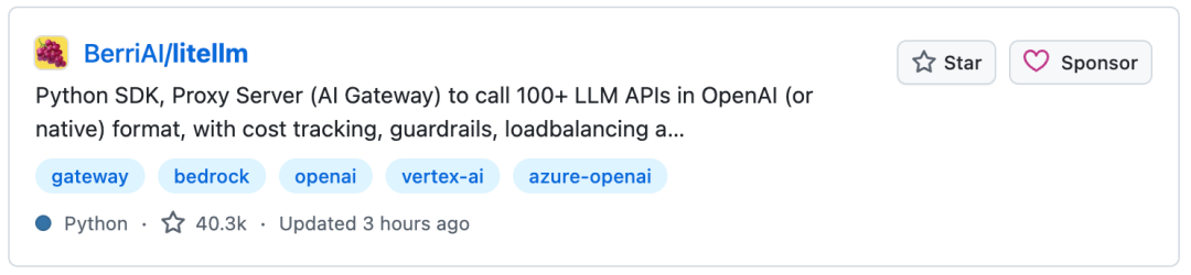 LiteLLM GitHub项目页面截图