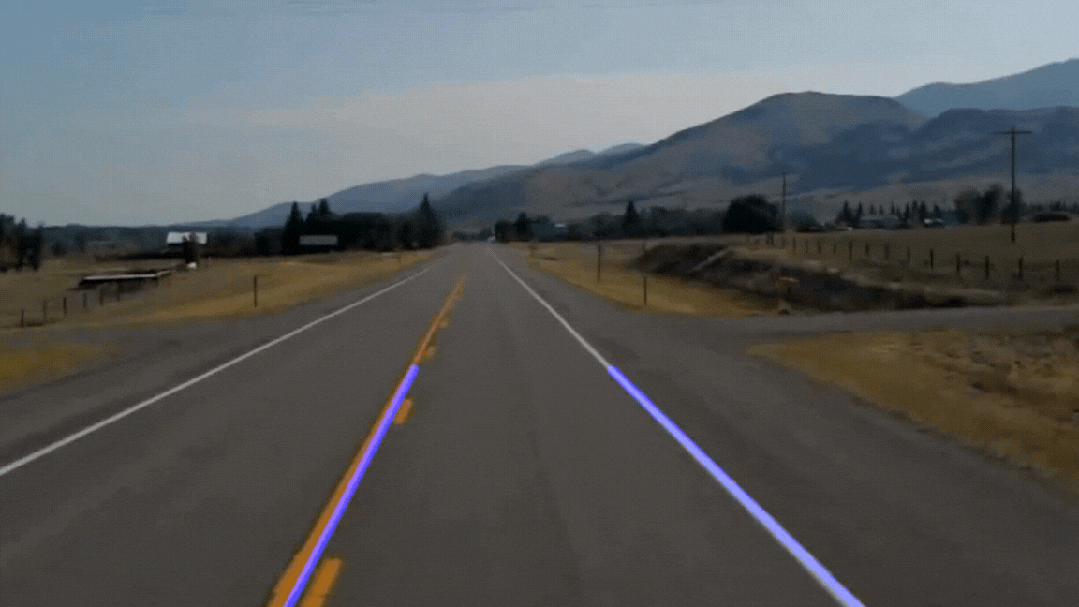 视频车道线检测效果示意