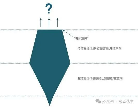 带有问号的有限茧房漏斗模型图