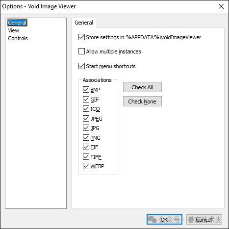 voidImageViewer 常规设置选项