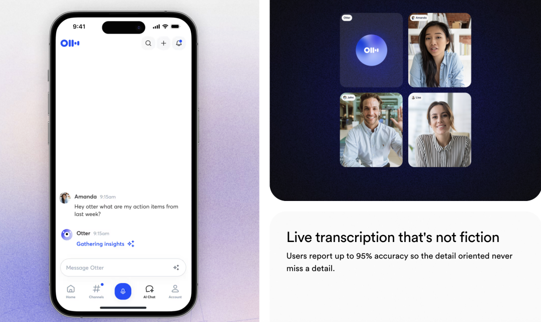 Otter.ai 实时转录与聊天界面