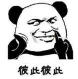 一只熊猫人表情包，做思考状，配文“彼此彼此”