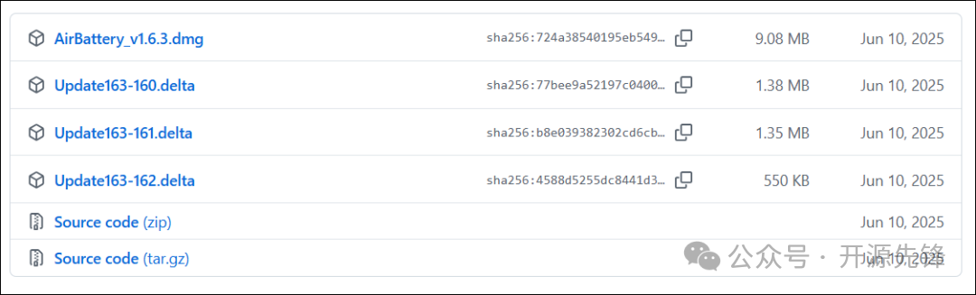 AirBattery GitHub Release 页面文件列表