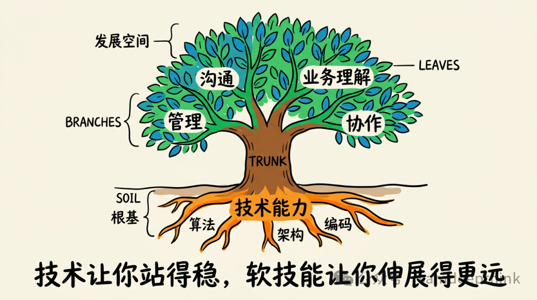 技术能力与软技能发展树状图
