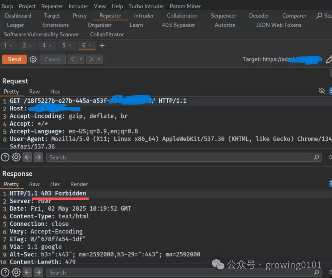 Burp Suite中正常请求返回403 Forbidden