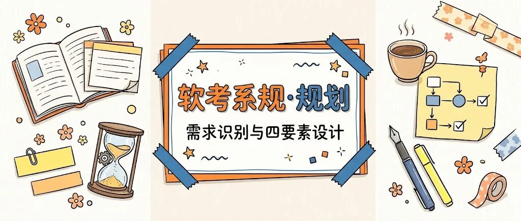 软考系规规划设计需求识别与四要素设计主题插画