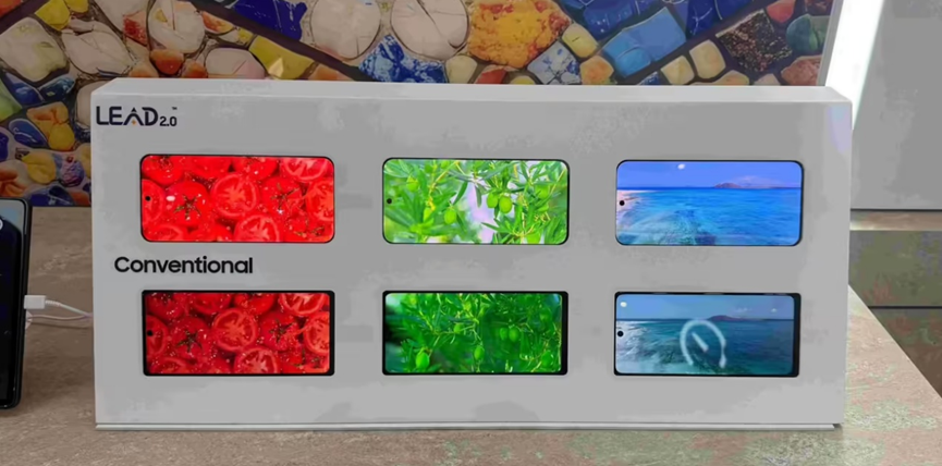 LEAD 2.0与传统屏幕色彩对比展示盒
