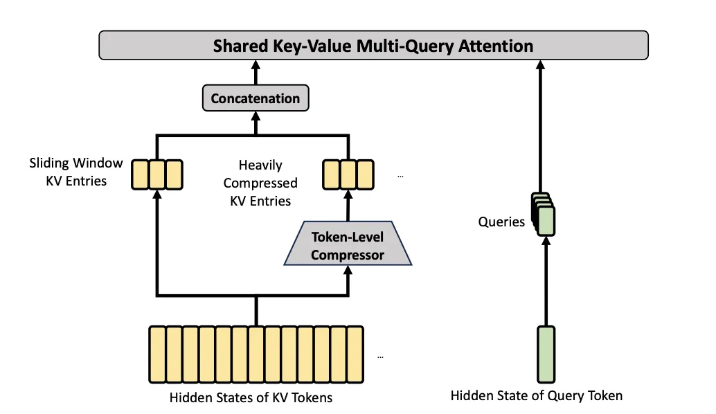 Shared Key-Value Multi-Query Attention 架构图，展示了KV和Query在注意力机制中的处理路径