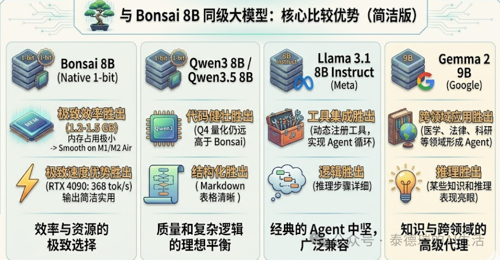 Bonsai 8B与同级大模型核心优势对比分析