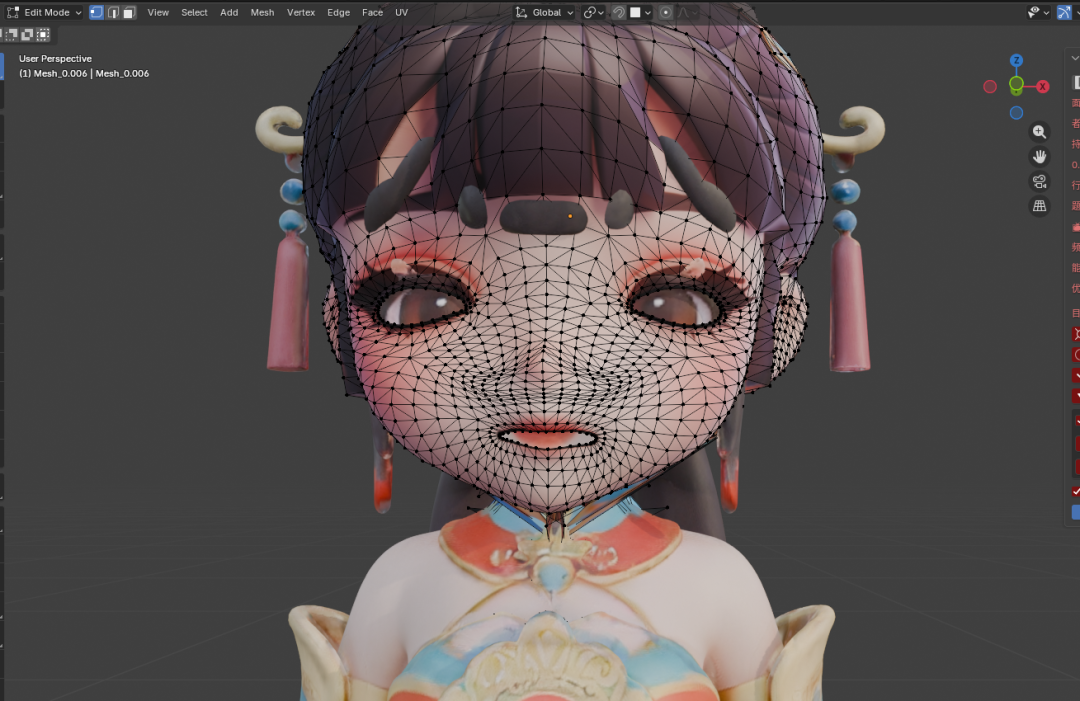 卡通角色重拓扑后的整齐网格效果